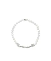 M beaded necklace 38,42 White