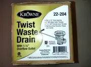 Krowne 22-204 - 3-1/2"" Twist Waste Drain with 1-1/4"" Overflow Outlet with Cap