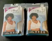 Playtex Womens 44DD 18 Hour Front Close Flex Back Wireless Bra White Lot Of 2