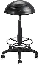 Gaiam Balance Ball Chair Stool, Half-Dome Stability Ball Adjustable Tall Office Sit Stand Swivel Desk Chair Drafting Stool with Round Foot Rest for Standing Desks Home or Office - Black 33