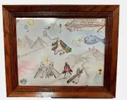 Framed Biblical Drawing Rendering the whole Message W/ Glass Cover LOW PRICE