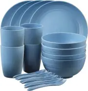 Shopwithgreen Wheat Straw Dinnerware Sets, 20 PCS Microwave 20PCS-Blue
