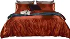 Satin Comforter Set Cal King Rust 7PC Comforter,Flat,Fitted Sheet,Pillowcase