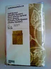 IKEA JUNIMAGNOLIA Duvet Cover w/2 Pillowcases Olive Green Full Double Queen NEW