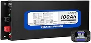 ATEM POWER 100Ah Slimline Lithium Battery In-Built 40A DC-DC Charger with Battery Monitor, Solar Input Power Hub, Deep Cycle Rechargeable LiFePO4 Battery, for Camping Solar 4WD RV Marine Caravan