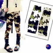 Girl boy Kids Children Army Military Camouflage Green Camo Pants Leggings 2-8yrs