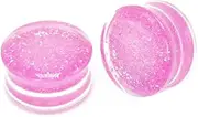 [OIDIMS] Pink Ear Tunnel Plugs Ear Gauges Expanders Tunnels Kit Stretcher Acrylic Double Flared Earrings Piercing Body Jewelry Gifts Bff Birthday Men Women Unisex 2PCS