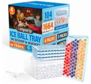 Round Ice Cube Tray with Lid and Bin Pack of 4 (16 Trays), Blue Create 1664 .6in