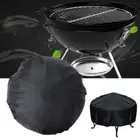 30-44in Patio Round Fire Pit Cover Waterproof UV Protector Grill BBQ Cover Black