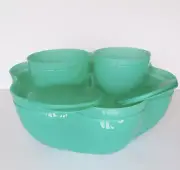 Tupperware Chip N Dip with Dip Bowls 1.5 Gallon Teal Green New