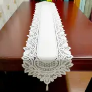 13"x70" White Vintage Lace Table Runner Dresser Scarf Oval Doily Wedding Floral