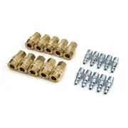 Steelman 20 Piece 1/4 in. NPT Solid Brass Coupler and Steel Plug Pack 99473-B