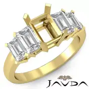 Emerald 5Stone Stunning Diamond Engagement Ring 18k Yellow Gold Semi Mount 1.5Ct