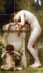 Art Bouguereau Elegy Nude Ceramic Mural Backsplash Bath Tile #1455