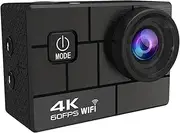 4K/60FPS 2 P High Resolution Sports Camera Portable DV Camcorder with 2 Inch Large Display Screen 170 Degree Wide Angle 2.4G Wirel Remote Control Case Acc ory Kit Black No TF Card