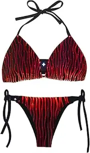 [lumisonata] Lingerie Set for Women Light Up Bikini Bra and Panty Led Sexy Strappy Underwear Glow in The Dark 7 Colors Swimsuit Luminous Two Piece Nightwear for Party(Black), (Black), One Size
