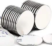 Strong Neodymium Disc Magnets With Double-Sided Adhesive, Powerful Permanent Rare Earth Magnets for Fridge, DIY, Building, Scientific, Craft, and Office, 1.26" D x 0.08" H - Pack of 20