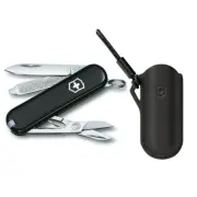 Victorinox Swiss Army Classic Black Knife + Pouch Bundle