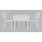 Eastern Tides Coastal Wire-Brushed Acacia Three Piece Cross-Back Dining Set