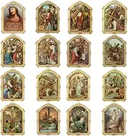 Stations of The Cross Plaques | 3.75" Tall | Lenton Decor and Devotional | Catholic Christian Classrooms, Home, and Church | Includes 16 Plaques Depicting the Crucifixion and Resurrection of Jesus