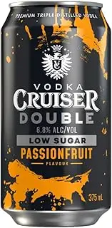 Vodka Cruiser Double Passionfruit, Low Sugar, Refreshing Flavoured Pre-Mixed Vodka Drink, 6.8% ABV, 375mL (Case of 24 Cans)