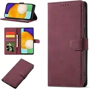 [YocoverTech] Case for Samsung A15 5G Wallet Case,for Galaxy A15 5G Case[6.5"] Retro Matte PU Leather Wallet Flip Cover with RFID Blocking Card Slots Magnetic Closure Kickstand Cover-Wine Red
