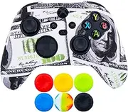 9CDeer 1 Piece of Silicone Transfer Print Protective Thick Cover Skin + 6 Thumb Grips for Xbox Series X/S Controller US Dollars