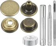 uxcell 24Set Leather Snaps Fasteners Kit 12.5mm Dia Brass Press-Stud Cap Button 2.8" Length Metal Snap Buttons with 4 Install Tools for Coat Bag Leather Marine Boat Canvas, Bronze