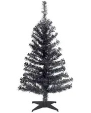 National Tree Company 3ft Black Tinsel Tree with Plastic Stand