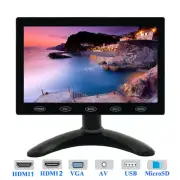 7" IPS LCD Screen CCTV PC Monitor HDMI VGA USB MicroSD RCA/AV for DSLR X-BOX