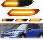 Bestview LED Side Marker Lights Assembly Compatible with Mini Cooper R60 R61 Countryman Paceman 2011-2016, Sequential Blink Amber Light Smoked Lens 2PCS