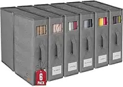 Foldable Bed Sheet Storage Box with Window and Handle, Linen Organiser for Closet (Grey, 6 Pack)