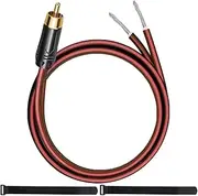 MKBKLLJY 1Pcs RCA to Bare Wire Speaker Cable 1FT 16AWG Positive Red Wire Marking Pure Copper Shell Gold Plated Plug Corrosion Resistance with Cable Ties for Direct Connect Speakers and DIY Plugs