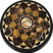 13" Black marble round Coffee Table Top Antique Design Inlay Sofa Side Table