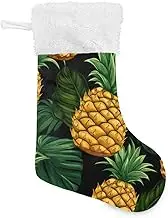 XYMZR Christmas Stocking Tropical Pineapples Pattern 18” Christmas Stockings with Plush Faux Fur Cuff Decoration for Holiday Family Party, Multi-colored