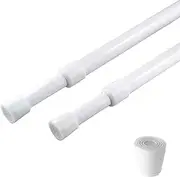 2 Pack Spring Tension Adjustable Curtain Rod, Small Short Expandable Spring Loaded Curtain Tension Rods for Window, Bathroom, Cupboard, Closet, Kitchen, 28 to 43 Inch (71-109cm)