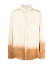 Alanui Gradient Effect Curved Hem Denim Shirt L White