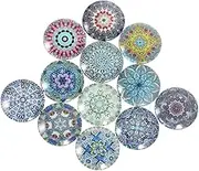PLAFOPE 20pcs Glass Patch Jewelry Round Time Gemstone Patch Flat Back Cabochons Gemstone Sticker Patches Resin