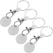 [SEWACC] 4Pcs Shopping Trolley Token Keychain Keyring for Supermarket Carts Lightweight Design present for Family and Friends Easy to Use and Carry