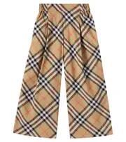[Burberry Kids] Burberry Kids Burberry Check cotton wide-leg pants Y 3 beige
