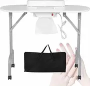 PP-Kic Portable Folding Manicure Table, Manicure Table Beauty Salon Technical Station, Modern Beauty Salon Workstation Manicure Table, Beauty Salon Manicure Supplies Workstation for Manicurists,White