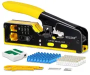 Solsop Pass Through RJ45 Crimp Tool Kit All-in-One Ethernet Crimper Cat7 Cat6...