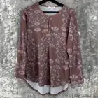NEW Simply Noelle Size S/M (8-10) Floral Hi Lo Blouse Mauve Top Long Sleeve NWT