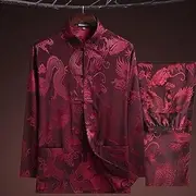 [MOOCO MORNING] Summer 1 Set Chinese Style Dragon Pattern Vintage Tang Suit Kungfu Tai Chi Chinese Traditional Clothes for Elderly Men