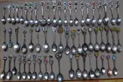VINTAGE COLLECTION LOT OF 60 SOUVENIR SPOONS SOME SILVER PLATED, SOME SILVER
