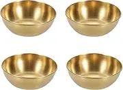 Set of 4 Stainless Steel Gold Dipping Bowls, 3.2in, Round Condiment Tray for Kitchen and Dining