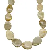 Fossilized Coral Flat Pear Pendant Bead Strand | 29x21x5mm |14 Beads |