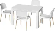 1 Artiss Dining Table and 4 Chairs Set White Wood