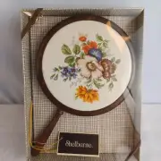 Vtg Cornwall Shelburne Floral Tile & Wood Trivet NOS MCM Cottagecore Country