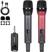 Dual Rechargeable Wireless Microphones, Pro Handheld Cordless Mics System wit...